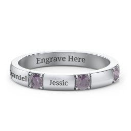 Elegant Three Gemstone Ring in 925 Sterling Silver with Alexandrite