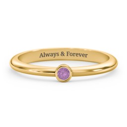 Classic Bezel Set Ring in 18K Gold Plated Silver with Amethyst