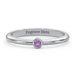 Classic Bezel Set Ring in 925 Sterling Silver with Amethyst