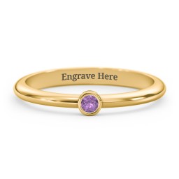 Classic Bezel Set Ring in 18K Gold Plated Silver with Amethyst