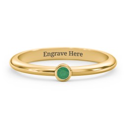 Classic Bezel Set Ring in 18K Gold Plated Silver with Emerald