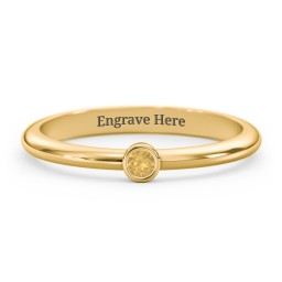 Classic Bezel Set Ring in 18K Gold Plated Silver with Citrine