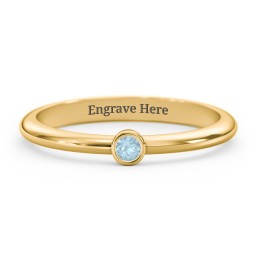 Classic Bezel Set Ring in 18K Gold Plated Silver with Blue Topaz