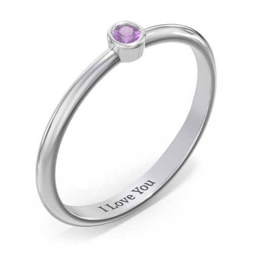 Classic Bezel Set Ring – Sterling Silver with Amethyst