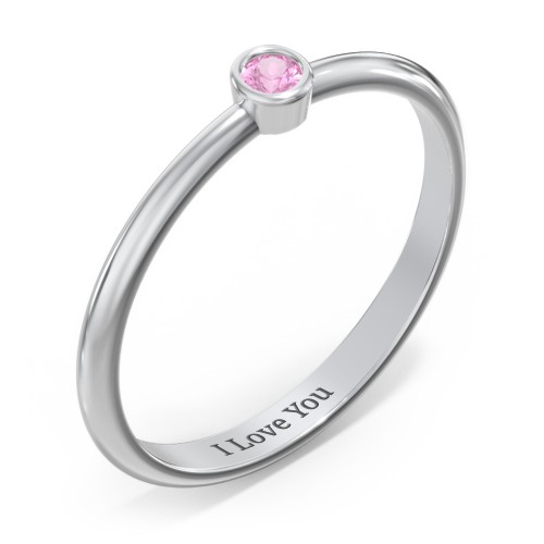Classic Bezel Set Ring – Sterling Silver with Pink Sapphire