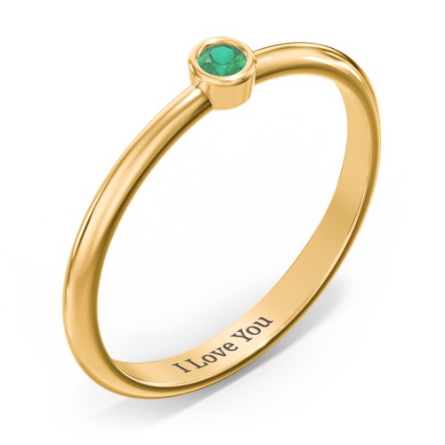 Classic Bezel Set Ring – 18K Gold Plated Silver with Emerald
