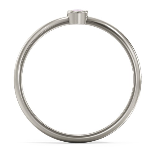 Classic Bezel Set Ring – 10K White Gold with Amethyst