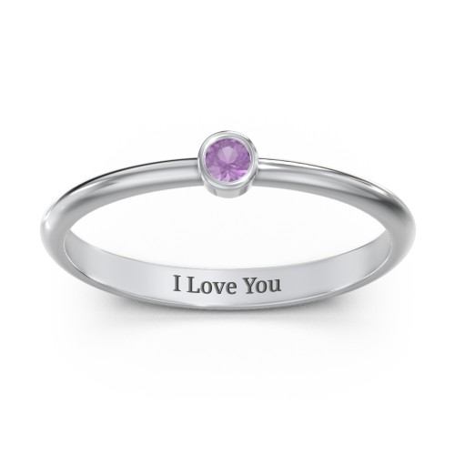Classic Bezel Set Ring – Sterling Silver with Amethyst