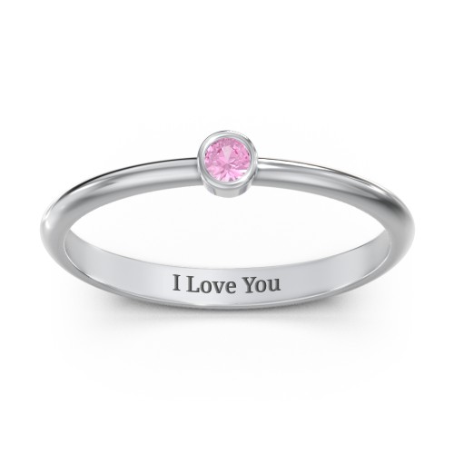 Classic Bezel Set Ring – Sterling Silver with Pink Sapphire