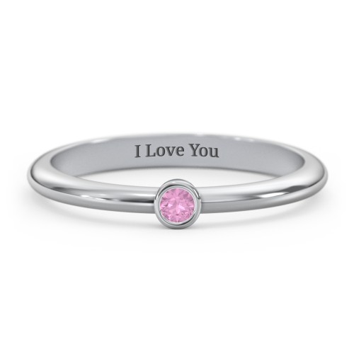 Classic Bezel Set Ring – Sterling Silver with Pink Sapphire