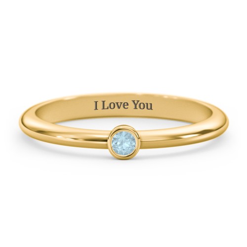 Classic Bezel Set Ring – 18K Gold Plated Silver with Blue Topaz