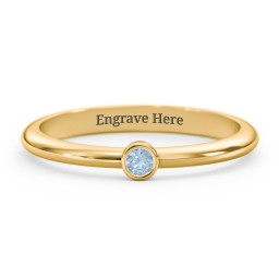 Classic Bezel Set Ring in 18K Gold Plated Silver with Blue Topaz