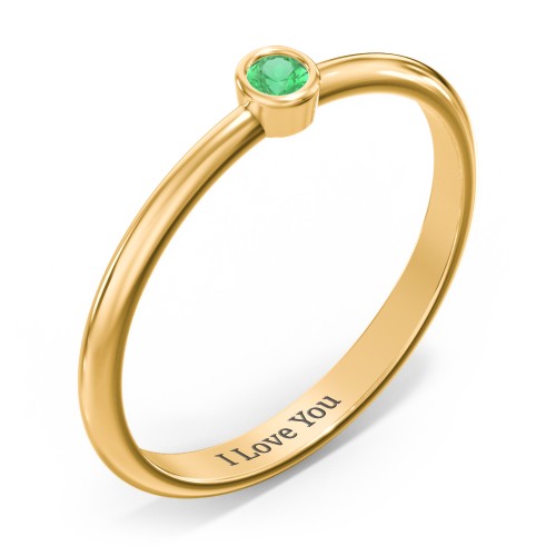 Classic Bezel Set Ring – 18K Gold Plated Silver with Emerald