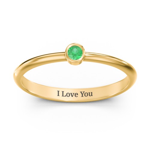 Classic Bezel Set Ring – 18K Gold Plated Silver with Emerald