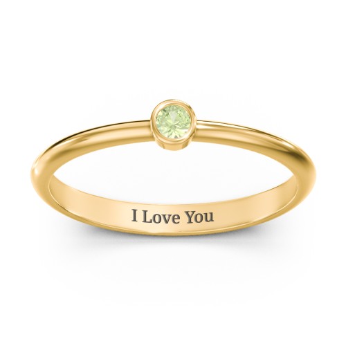 Classic Bezel Set Ring – 18K Gold Plated Silver with Peridot