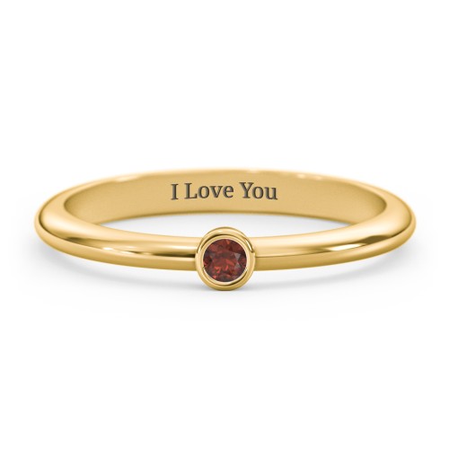 Classic Bezel Set Ring – 18K Gold Plated Silver with Garnet