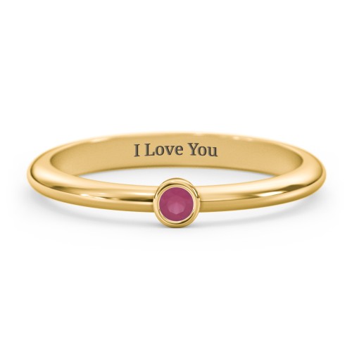 Classic Bezel Set Ring – 18K Gold Plated Silver with Ruby