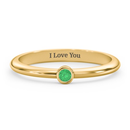Classic Bezel Set Ring – 18K Gold Plated Silver with Emerald