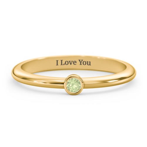 Classic Bezel Set Ring – 18K Gold Plated Silver with Peridot