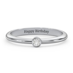 Classic Bezel Set Ring in 925 Sterling Silver with Diamond
