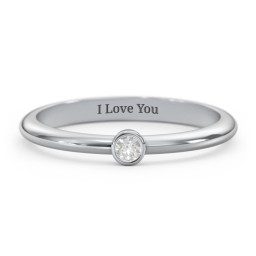 Classic Bezel Set Ring in 925 Sterling Silver with Diamond