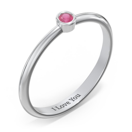 Classic Bezel Set Ring – Sterling Silver with Ruby
