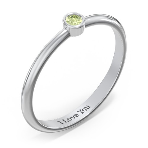 Classic Bezel Set Ring – Sterling Silver with Peridot