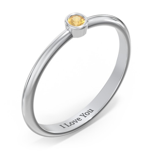 Classic Bezel Set Ring – Sterling Silver with Citrine