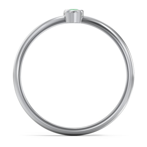Classic Bezel Set Ring – Sterling Silver with Emerald