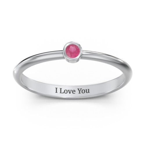 Classic Bezel Set Ring – Sterling Silver with Ruby