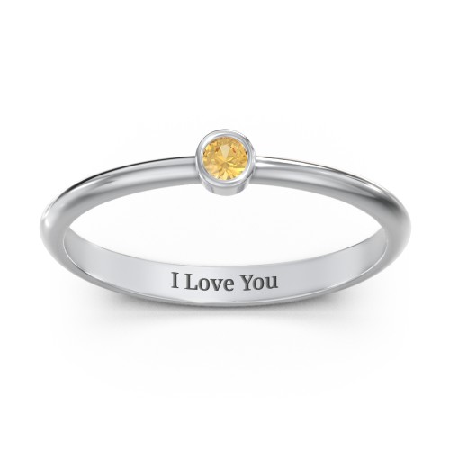 Classic Bezel Set Ring – Sterling Silver with Citrine