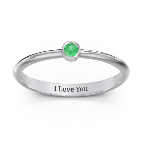 Classic Bezel Set Ring – Sterling Silver with Emerald