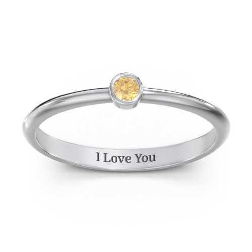Classic Bezel Set Ring – Sterling Silver with Citrine
