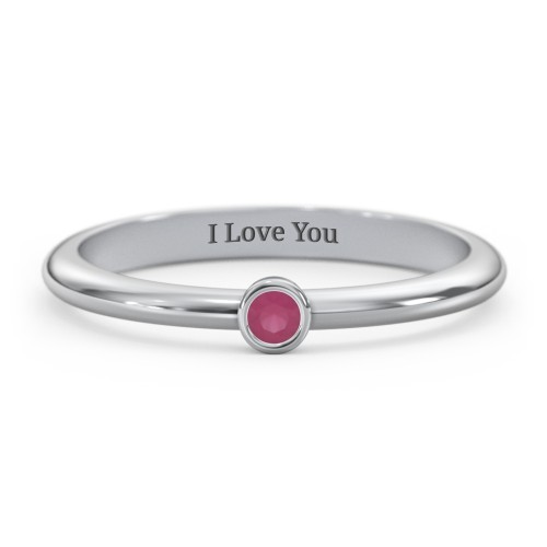 Classic Bezel Set Ring – Sterling Silver with Ruby