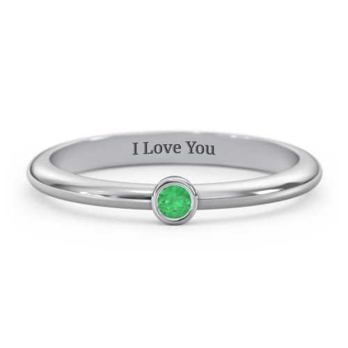 Classic Bezel Set Ring – Sterling Silver with Emerald