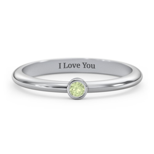 Classic Bezel Set Ring – Sterling Silver with Peridot