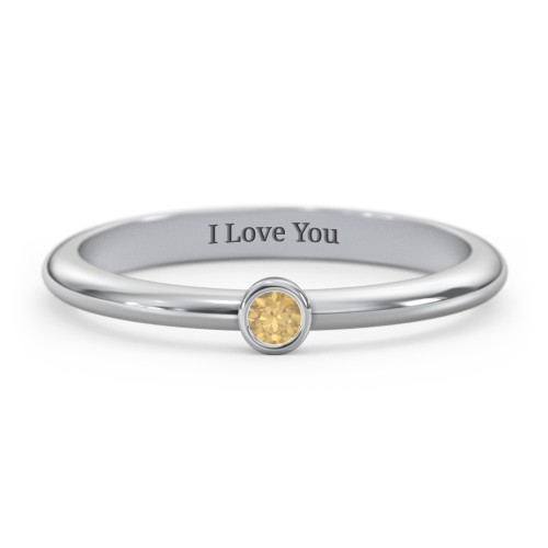 Classic Bezel Set Ring – Sterling Silver with Citrine