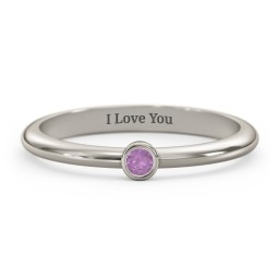 Classic Bezel Set Ring in 10K Solid White Gold with Amethyst