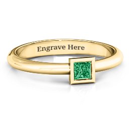 Ovation Classic Princess Setting Ring in 14K Solid Yellow Gold with Emerald