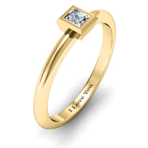 Ovation Classic Princess Setting Ring – 10K Yellow Gold with Cubic Zirconia