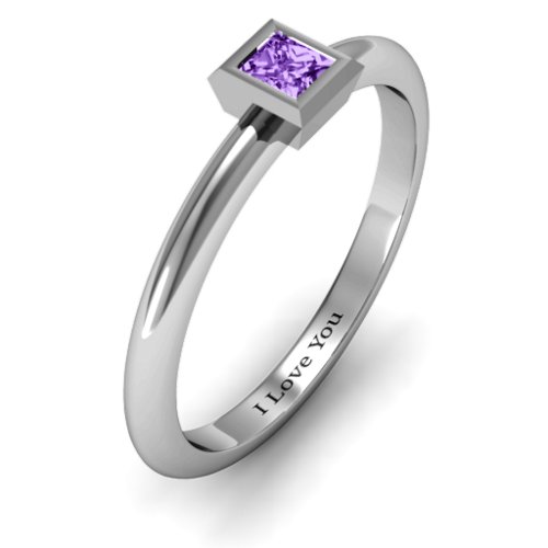 Ovation Classic Princess Setting Ring – Sterling Silver with Amethyst