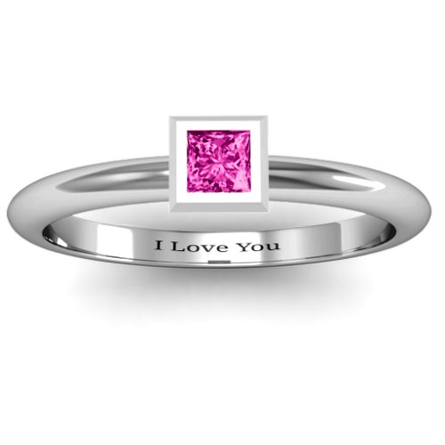 Ovation Classic Princess Setting Ring – Sterling Silver with Pink Tourmaline