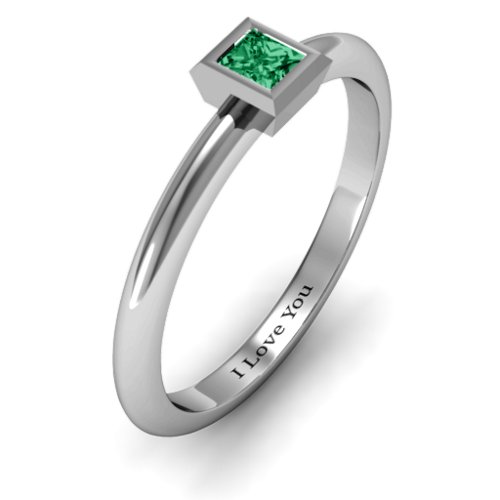 Ovation Classic Princess Setting Ring – Sterling Silver with Emerald