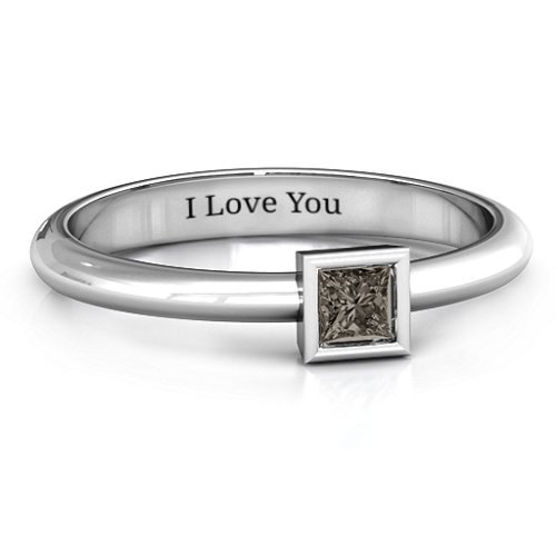 Ovation Classic Princess Setting Ring – Sterling Silver with Smokey Quartz
