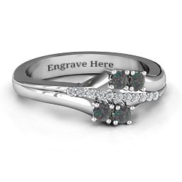 Four Stone Ring with Accents in 925 Sterling Silver with Alexandrite
