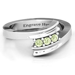 Three Stone Ridged Bypass Ring