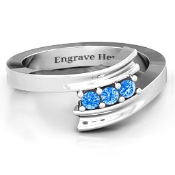 Three Stone Ridged Bypass Ring