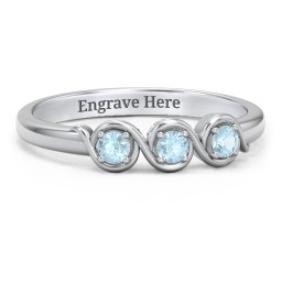 Triple Wave Ring in 925 Sterling Silver with Blue Topaz