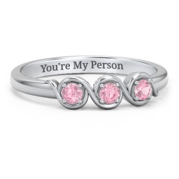 Triple Wave Ring in 925 Sterling Silver with Pink Tourmaline