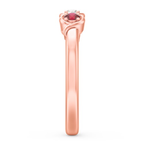 Triple Wave Ring – 10K Rose Gold with Garnet and Cubic Zirconia